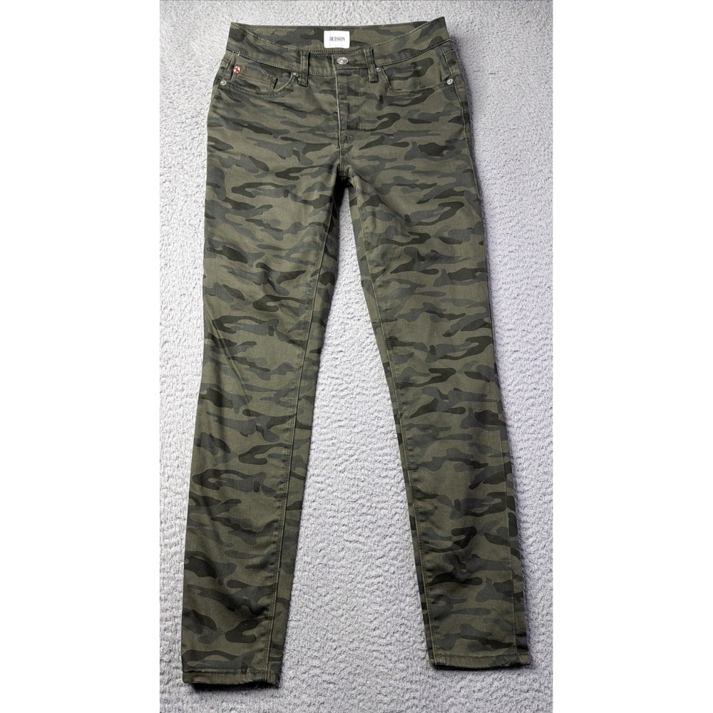 Hudson Jeans Womens Size 27 Blair Camouflage Green Super Skinny Ankle Hudson